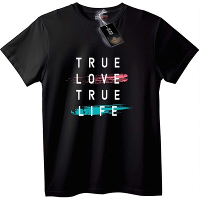 NOONEBRAND Тениска Истинска Любов Истински Живот - 2XL, Black