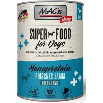 MAC's Mac’s Dog Monoprotein Adult, консерва за пораснали кучета с чувствителни стомаси, БЕЗ ЗЪРНО, с агне (мин. 70% месо), 400 гр - Германия - 970VE