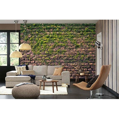 DIMEX ART Самозалепваща се флизелинова фототапета тухлена стена с мъх 375 x 250 см