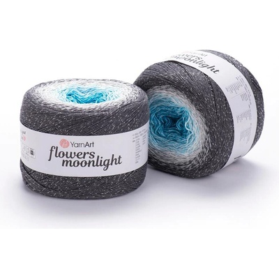 Yarn Art Příze Flowers Moonlight 3251 tyrkys, smetanová, světle šedá, tmavě šedá