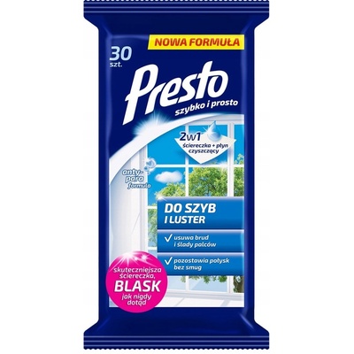 Presto čistiace obrúsky na sklá a zrkadlá 30 ks