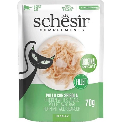 Schesir Cat Complements Kuracie filety a morský vlk v želé 70 g