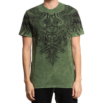 AFFLICTION Мъжка тениска affliction - alpha strike - military green heavy lava wash - a27867-mghl