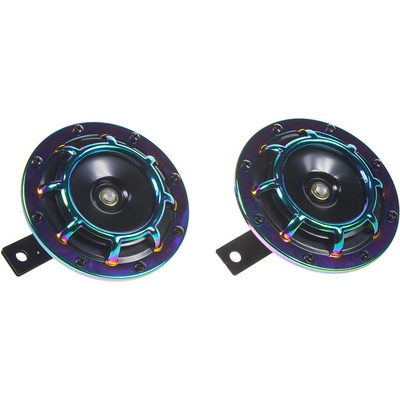 Diskový klaksón (vysoký a nízky tón), dúhový, 120mm, 12V (sn-239rb/12V)