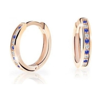 Cutie Jewellery nadčasové kruhové náušnice z růžového zlata C3343-80-X-4 modrá