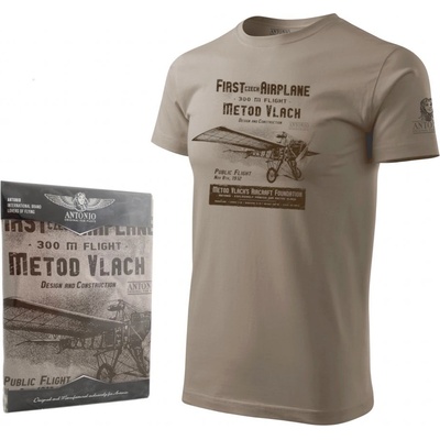 Tričko Antonio českého letca Metod Vlach Vintage béžové