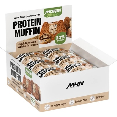 MHN | More Healthy Nutrition Protein Muffin Double with Zero Added Sugar | New Improved Formula [12 x 60 грама] Двоен шоколад с бисквити и крем