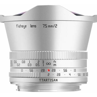 TTARTISAN 7,5 mm f/2 Fisheye pro MFT stříbrný