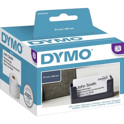 DYMO etikety v roli S0929100 S0929100 89 x 51 mm papier biela 300 ks nelepí etikety časové, vizitky; S0929100