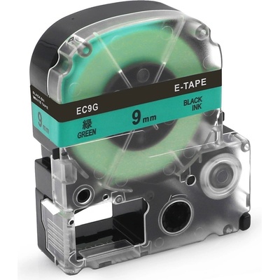 Compatible Epson LK-3GBP, SC9GW, 9mm x 9m, черен печат / зелен фон, съвместима лента (LKSC9GW)