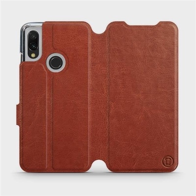 Pouzdro Mobiwear Parádní flip Xiaomi Redmi 7 v provedení C_BRS Brown&Gray s šedým vnitřkem