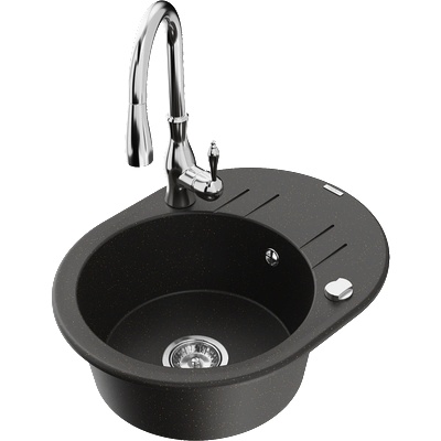 Mexen Kevin гранитна мивка с една камера с дренаж и кухненски кран Savita, (6517-75-672601-00)