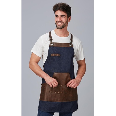 Gary´s Zástěra Peto 73x68cm denim + kůže UNI tmavě modrá 100/100 bavlna/kůže