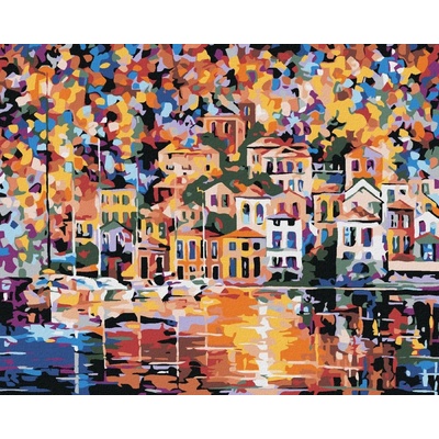 zuty Malování podle čísel Městečko v barvách 50 x 40 cm vypnuté plátno na rám