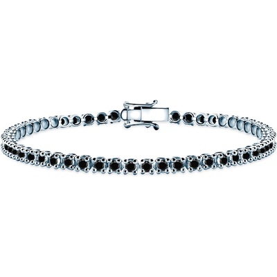 SAVICKI Тенис гривна Luminy 3, 2 мм: бяло злато, черни диаманти