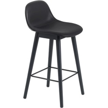 Muuto Fiber Stool 65cm wood base + black leather