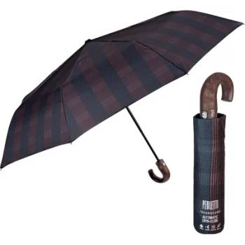 Мъжки автоматичен Open-Close чадър Perletti Technology 21733, Син/Кафяв