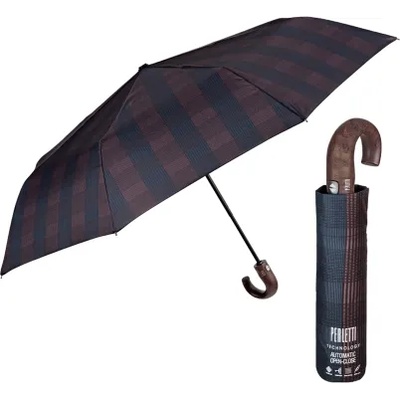 Мъжки автоматичен Open-Close чадър Perletti Technology 21733, Син/Кафяв