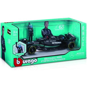 Bburago Bburago 1: 24 RACE Формула F1 - Mercedes-AMG F1 W14 E (2023) #44 Люис Хамилтън с пилот