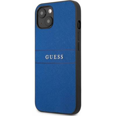 GUESS Saffiano PU Leather Hard Case - дизайнерски кожен кейс за iPhone 13 (син)