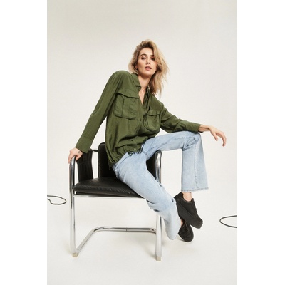 Moodo Каки риза с джобове и разгънати ръкави Moodo Moodo | Zelen | ЖЕНИ | XS