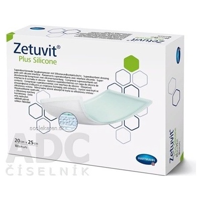 ZETUVIT Plus Silicone kompres sterilný 20 x 25 cm 10 ks