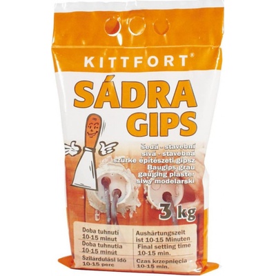 Kittfort Sadra Gips šedá - stavebná 3 kg