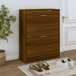 vidaXL Шкаф за обувки, кафяв дъб, 63x24x81 см, инженерно дърво (342563)