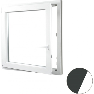 Aluplast Plastové okno jednokřídlo antracit/bílé 550 x 550 mm Levé, Dvojsklo Ug= 1,1