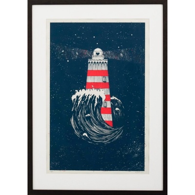 Umělecký tisk v rámu Lighthouse Zum Heimathafen