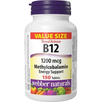 Webber Naturals Витамин В12 1200 g (метилкобаламин) 150 таблетки с удължено освобождаване | Webber Naturals (3924 WN)