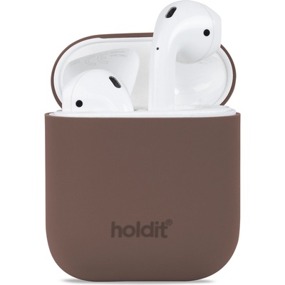 Holdit Kaлъф Holdit Silicone Case за AirPods 1/2 - Dark Brown