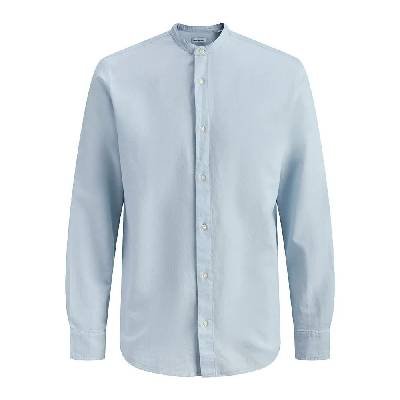 Риза с дълъг ръкав Jack & jones Breeze Band Linen Blend long sleeve shirt - Blue (Celestial Blue)