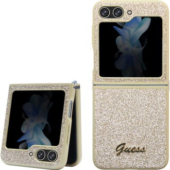 GUESS Калъф Guess - Glitter Flakes Metal Logo, Galaxy Z Flip 5, златист (3666339173975)