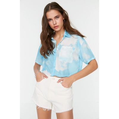 Trendyol White Denim Shorts with Tassels Tassels 8683046924725