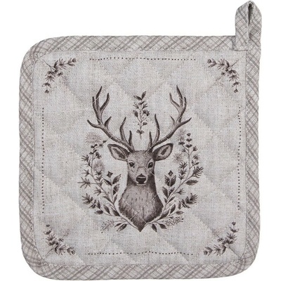 Clayre & Eef Béžová textilná Chňapka podložka s jeleňom Gentle Wilderness 20 x 20 cm