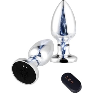 SuperLove E-Stim Metal Vibrating Butt Plug with Remote Small