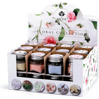 Malá vonná svíčka ve skle s jmenovkou 28 g Varianta: (Floral) mix č. 1, Balení: 24 ks 49591/120782/230418