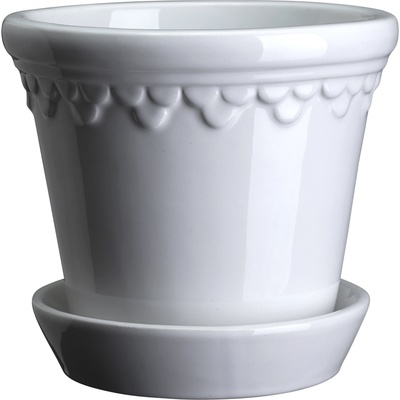 Bergs Potter Саксия Københavner с поставка гланцирана 18 см бяла (KCMW18S)