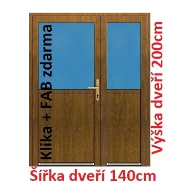 Soft Dvoukřídlé vchodové plastové 1/2 sklo bílá 140 x 200 cm