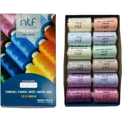 NTF sada univerzálních nití PASTEL (12× 1000 m)
