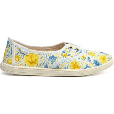 Oldcom Dámska slip on obuv SARAH PRINT biela žltá modrá
