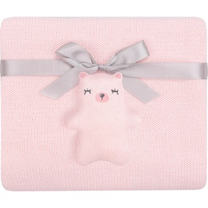 KikkaBoo Плетено памучно одеяло Kikkaboo - Bear with me, Pink (31103010049)