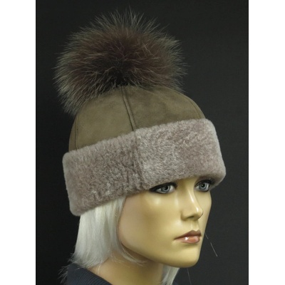 Splus kožešinová čepice s bambulí z polární lišky 4050 hnědá