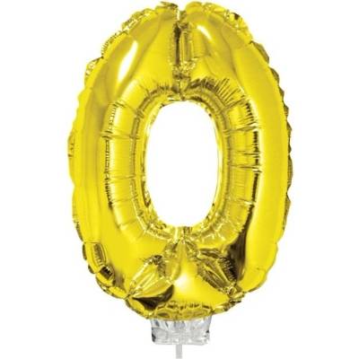 Foliový balónek číslo 0 zlatý 41 cm + tyčka