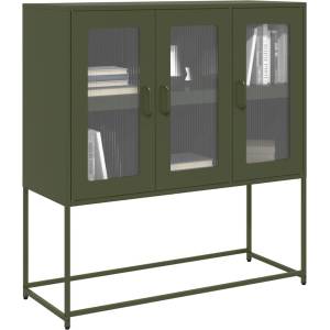 vidaXL Бюфет, маслиненозелен, 100, 5x39x107см, студеновалцувана стомана (853408)