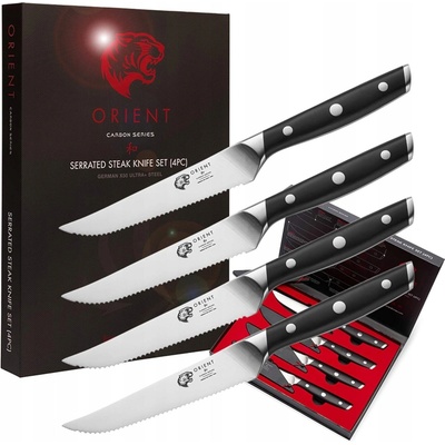 Sada 4 nožov na steaky Orient Origin, oceľ X50 Ultra+, čierna farba