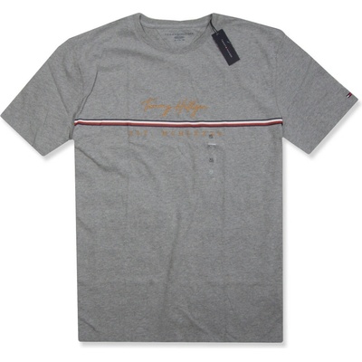 Tommy Hilfiger pánské tričko Iconic Klasické Streetwear šedé