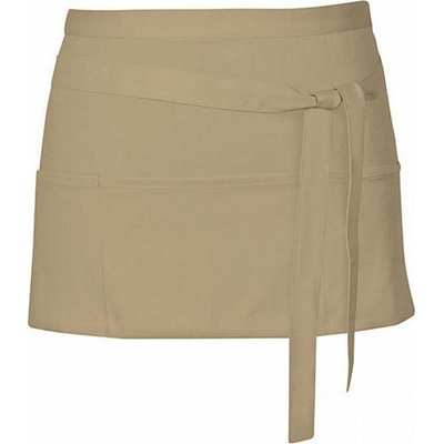 Link Kitchen Wear Krátká barmanská zástěra se třEma předníma kapsama Khaki Pantone 7503 X983