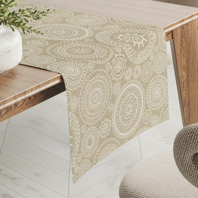 Biante běhoun Leona LN-170 Bílé mandaly na režném 35x120 cm